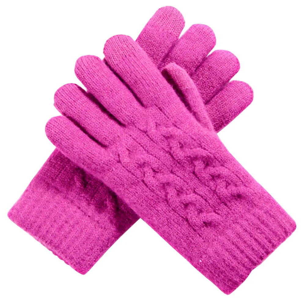 

Soft Autumn Winter Artificial Wool TouchScreen Outdoor Women Gloves Solid Adult Daily Washable Double Thickness Warm Knitted