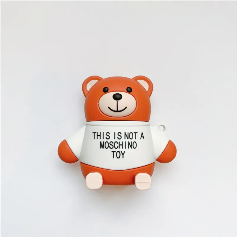 Роскошный 3D милый мультяшный плюшевый мишка силиконовая подставка для наушников для Apple Airpods 1/2 беспроводной наушник чехол Подставка для телефона с брелком