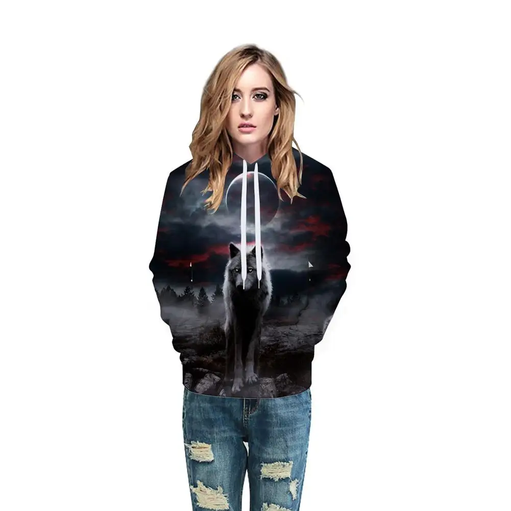 

Autumn Hoody Women Sweatshirt Streetwear 3D Wolf Head Digital Printing Hooded Sweatshirts for Men Women Lovers Female Male Tops