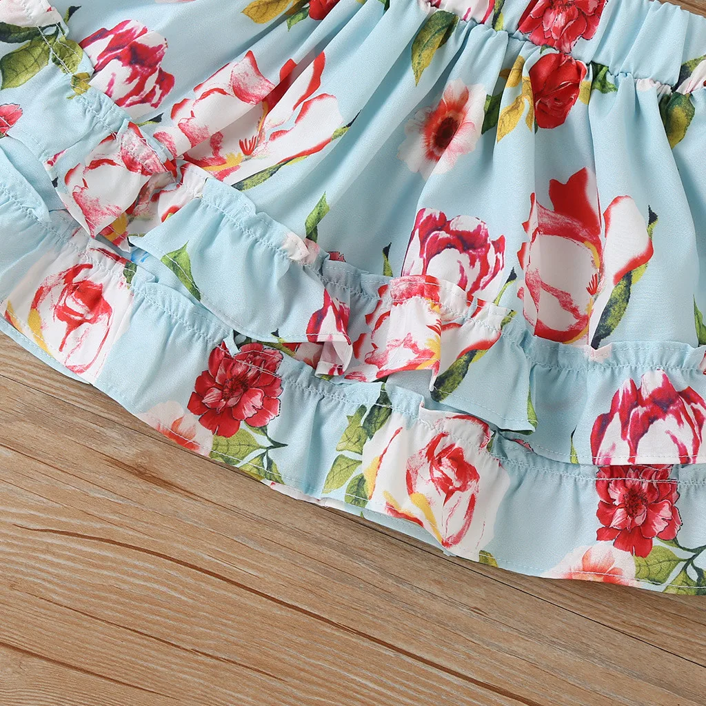

Toddler Baby Girls Sleeveless Floral Tops Ruffle Tulle Skirts Outfits Set Infant Newborn Baby Girl Clothes Skirt Set Clothing