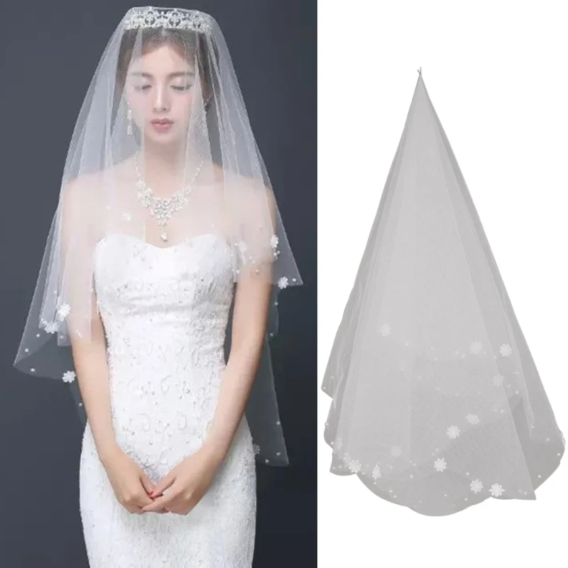 

Женское свадебное платье с вышивкой, фатиновая Фата T84B Rbbon Edge