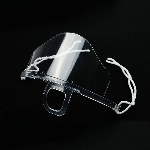 

20 Adults Protective Face Shield Mouth Cover Transaprent Half Facial Mask Plastic Clear Visor Adjustable Kitchen Cooking Tools