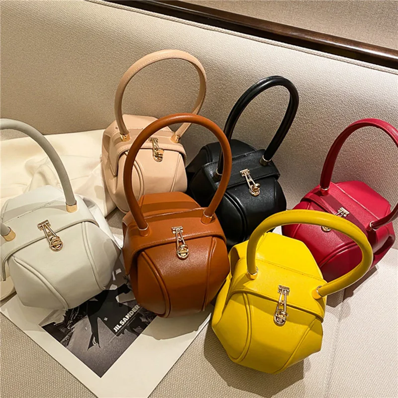 

High Quality Leather Dumpling Bag For Women 2021 New Ladies Bucket Bell Shape Tote Bags Designer Brand Vintage Top-Handle Bags
