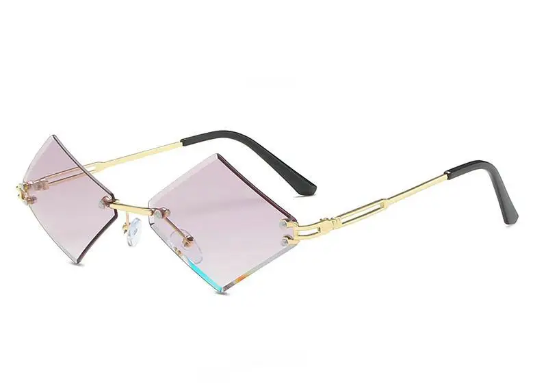 

2021 New Luxury Brand Rimless Square Sunglasses For Women Vintage Alloy Oversized Gradient Sun Glasses Men Uv400 Punk Shades