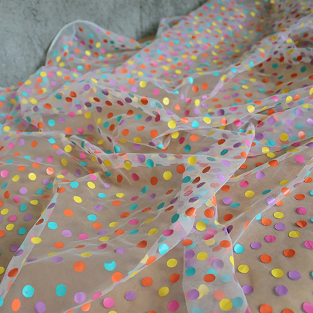 90 см * 150 цветная сетчатая ткань в горошек с принтом красное платье для свадебного