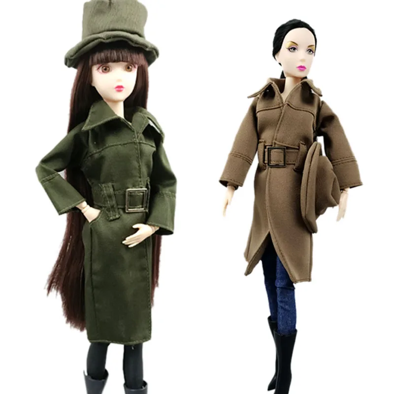 Модный костюм зимняя куртка пальто Тренч для куклы Барби наряды одежда с шапкой