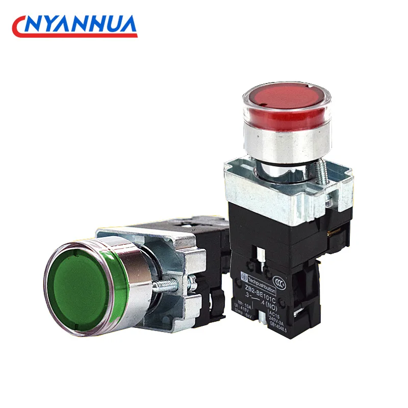 1 шт. круглая кнопочный переключатель 1NO 12V 24V 220V 380V XB2-BW3361 с светодиодный светильник красный зеленый цвет желтый, синий; размеры 34–43 Whiite