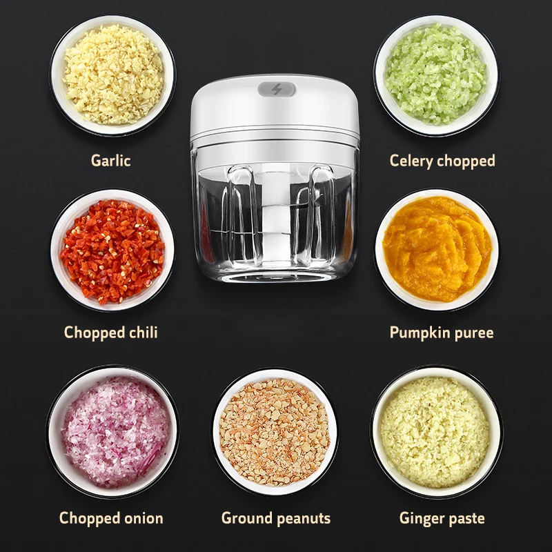 

Electric Garlic Crusher Portable Chili Grinder Vegetable Masher Meat Food Mincer Kitchen Spice Seasoning Press Chopper Tool