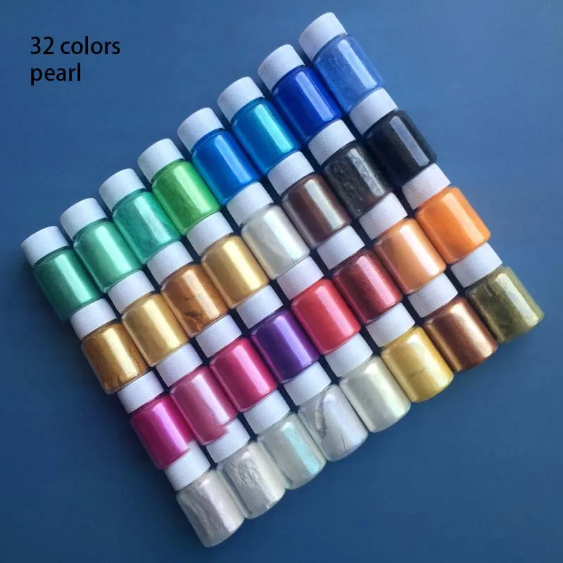 Polvo colorante de resina epoxi, 10g, polvo de perla, relleno Manual DIY, tonificaci&oacute;n de Color, fabricaci&oacute;n de joyas, Toner epoxi, 32 colores por juego-1