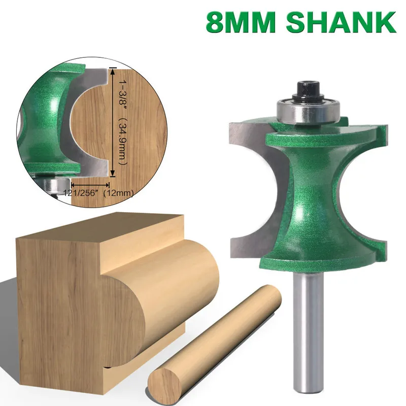 1PCS 8mm Shank Bullnose Half Round Bit Endmill Router Bits Wood 2 Flute Bearing Woodworking Tool Milling Cutter | Инструменты
