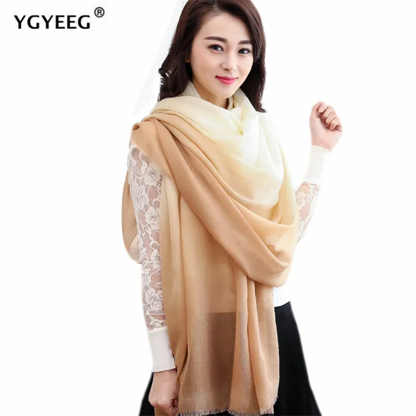 

Женский зимний шарф с кисточками YGYEEG, Дамская шаль, вязаный шарф, мягкие шарфы, хиджаб, платок с градиентом, длинные шали, шарфы из пашмины