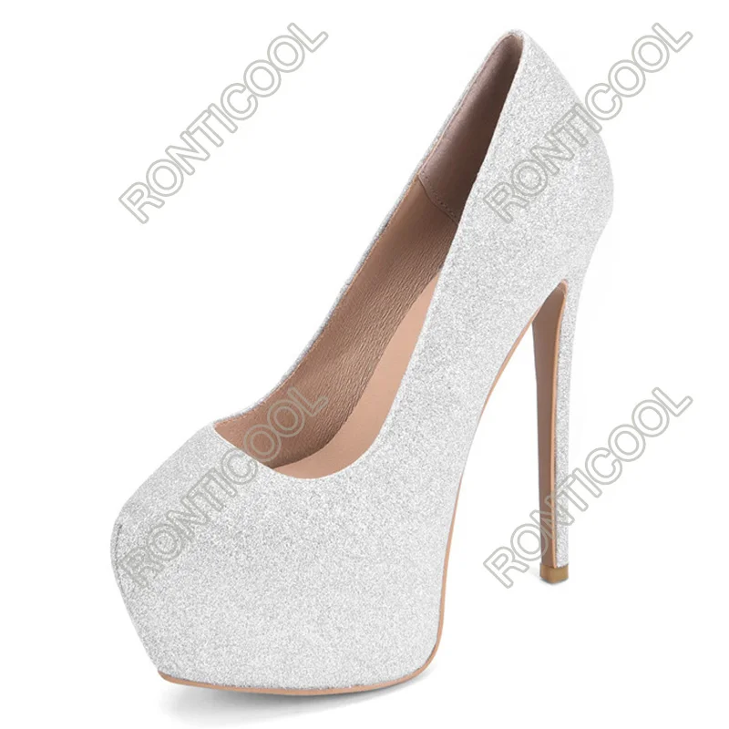 Ronticool/женские туфли-лодочки на платформе блестящие пикантные туфли шпильке с