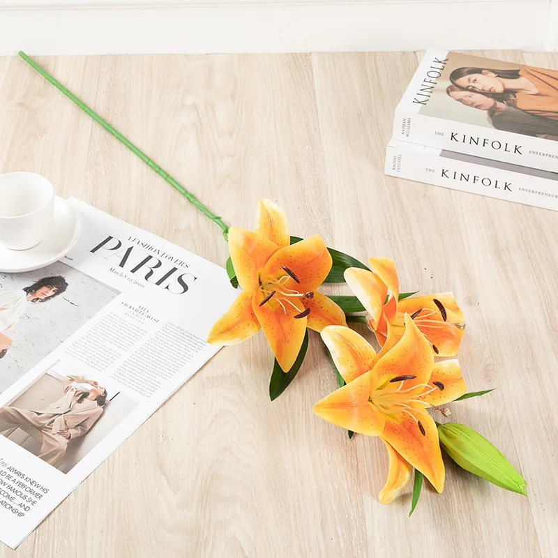 

Artificial Silk Flowers Fake Lily Branch 78cm Long DIY Creative Bouquet As Gift For Friends Teach & Fresh Living Room Decor