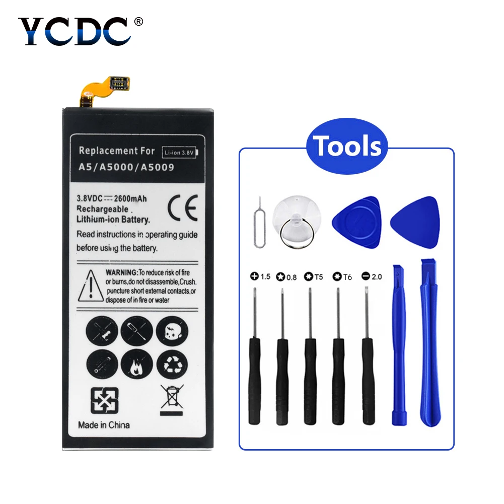 3 8 V 2600mah Мобильный телефон батарея для Samsung Galaxy A5 A5000 A5009 A500F A500FU A500H + инструменты SM