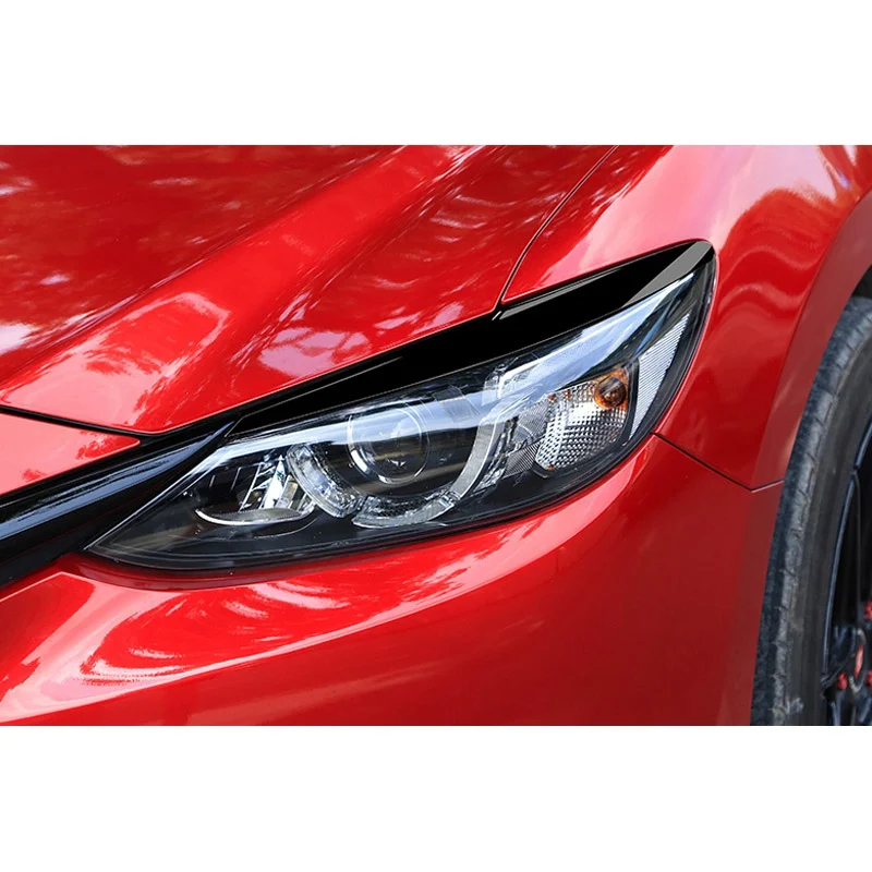 Pcmos 2 шт. ABS яркие черные фары брови веки отделка для 2016 2017 Mazda 6 хром Стайлинг