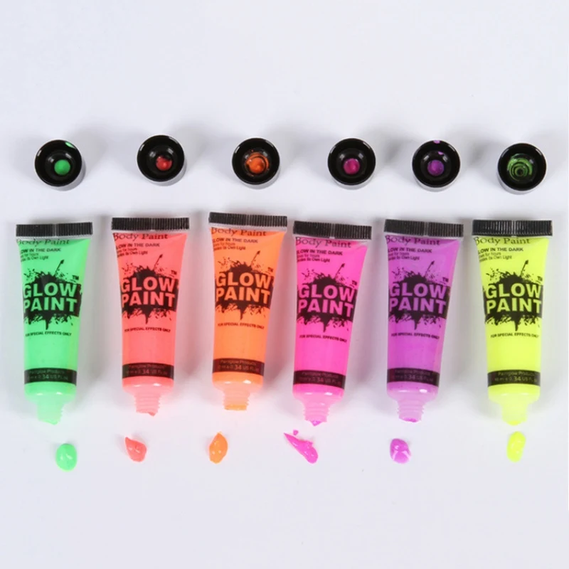 6 цветов неоновая флуоресцентная краска для тела вечерние праздничные Хэллоуина