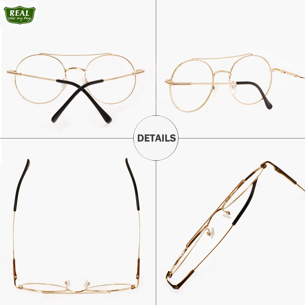 Двойная мостиковая круглая металлическая оправа винтажная для очков мужчин и