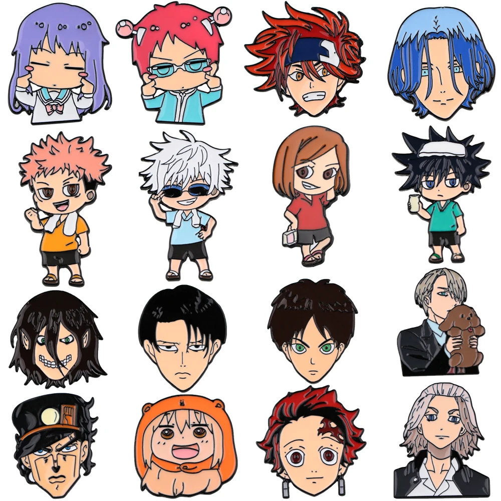 

K3615 Jujutsu Kaisen Enamel Pins Cartoon Attack on Titan Japanese Anime Animal Jewelry Brooches Lapel Pins For Kids Friends Gift
