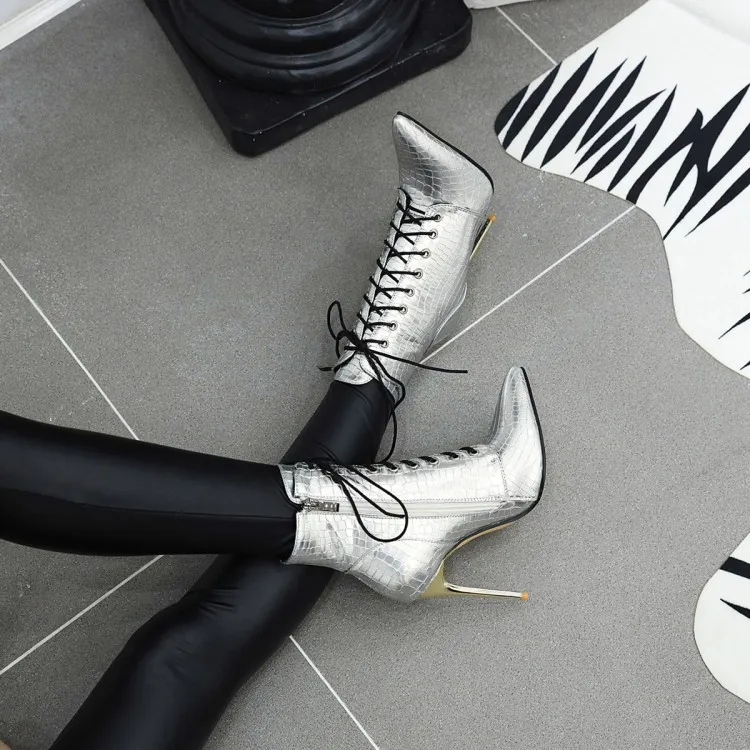 Oversized - boots women shoes ankle for ladies woman winter Striped leopard with pointed head | Обувь