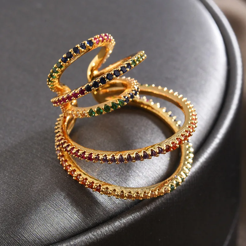 Роскошные Дизайнерские серьги клипсы золотого цвета Многослойные Круглые