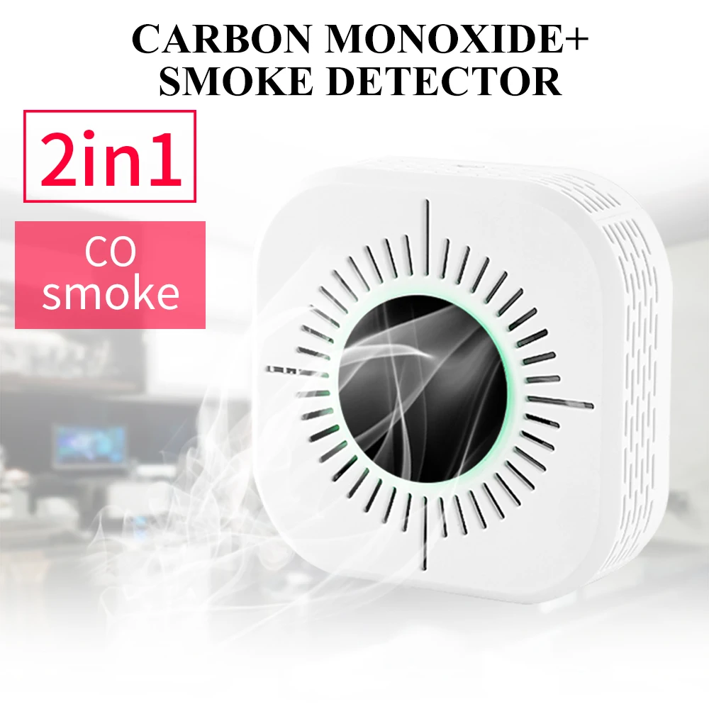 

360 Smoke Detector & Carbon Monoxide Sensors 2 In 1 Battery Operated CO Alarm With Light Flashing Sound Warning