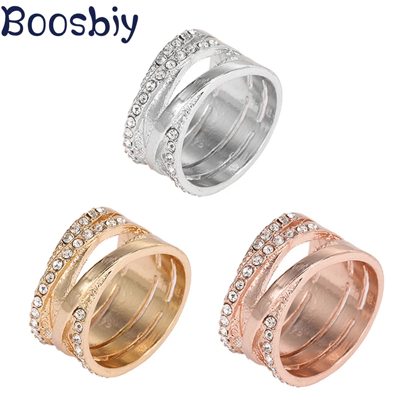 Boosbiy 3 цвета посеребренные кольца с полным кристаллом Европейский стиль
