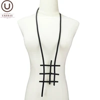 ukebay new black rubber necklaces women long sweater necklaces handmade pendant jewelry party clothes accessories boho necklace