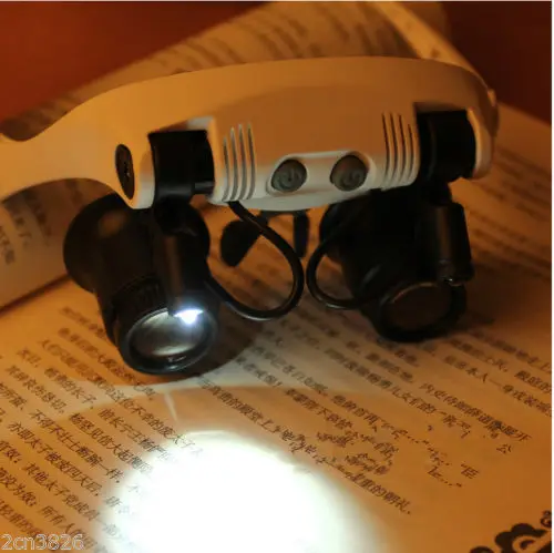 Бинокулярная Лупа со светодиодной подсветкой увеличительное стекло для часов