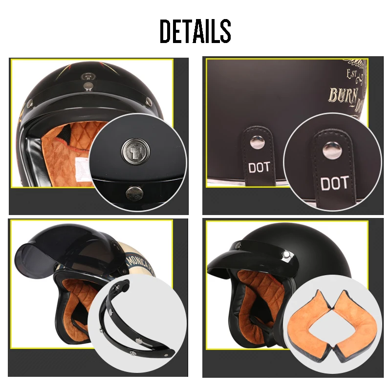 Винтажный мотоциклетный шлем TORC T50 с открытым лицом в стиле ретро мотоциклетные