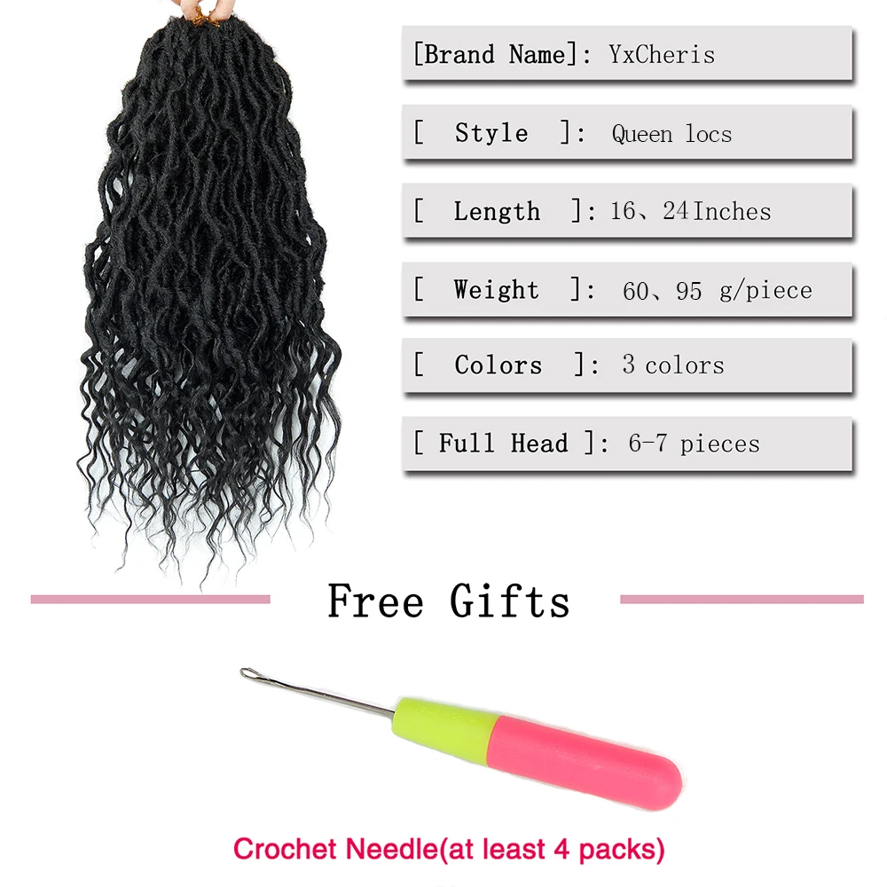 

Synthetic Faux Locs Crochet Braid Goddess Hair Bohemian Locs pre-looped Ombre Braiding Hair Afro Dreadlock 16&24 Inches