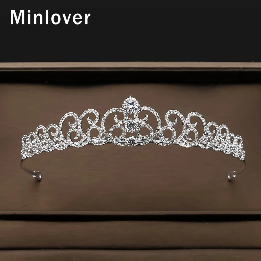 Тиары Корона Minlover с цирконом для женщин и девушек свадебная диадема кристаллами