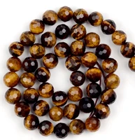 natural round faceted tiger eye loose bead 46810mm for diy jewelry making bracelet accessories