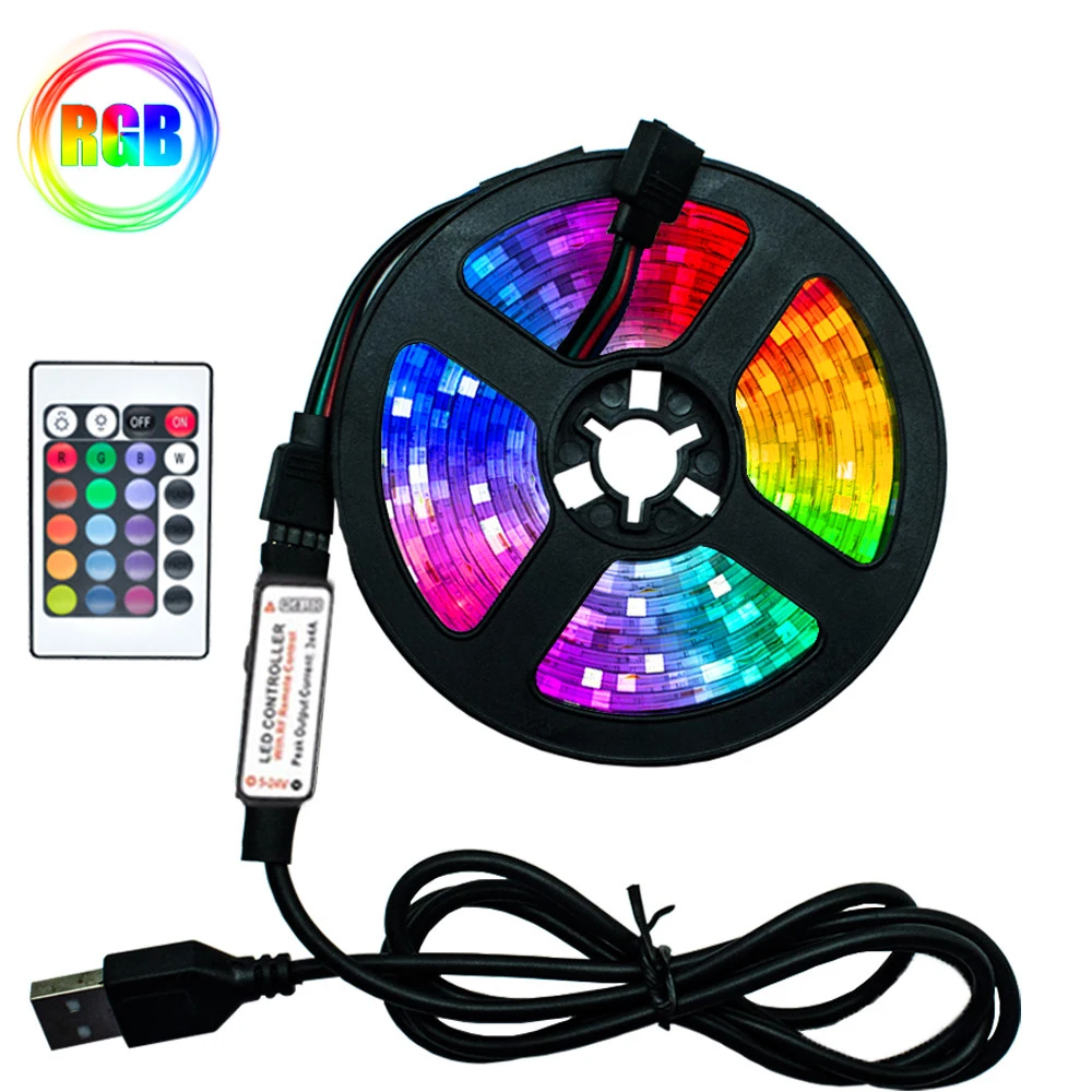 

LED Strip Lights RGB SMD2835 DC5V 1M 2M 3M 4M 5M USB Infrared Control Flexible Lamp Tape Diode TV Background Lighting Led luces