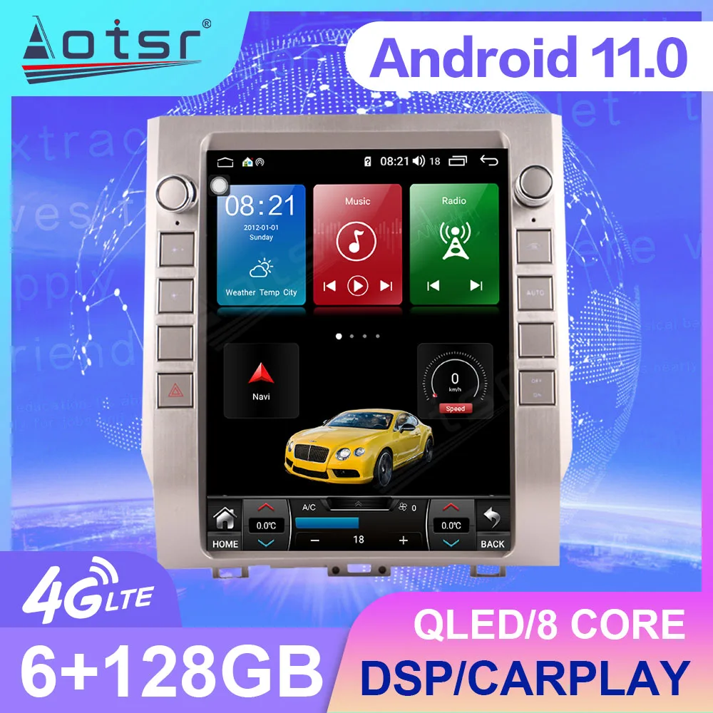 

128G Android 11 Tesla стиль для Toyota Tundra XK50 Sequoia 2013-2020 автомобильный Радио мультимедийный плеер навигация GPS головное устройство No 2din
