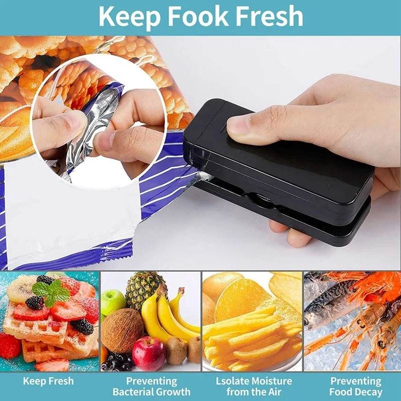 

Mini Bag Sealer, Handheld Heat Vacuum Sealers, 2 in 1 Heat Seal and Cutter Resealer for Plastic Bags Chip Bag