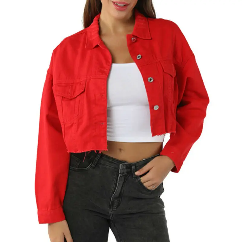

Women Long Sleeve Casual Top Ladies Short Botton Down Jeans Demin Overcoat Tops
