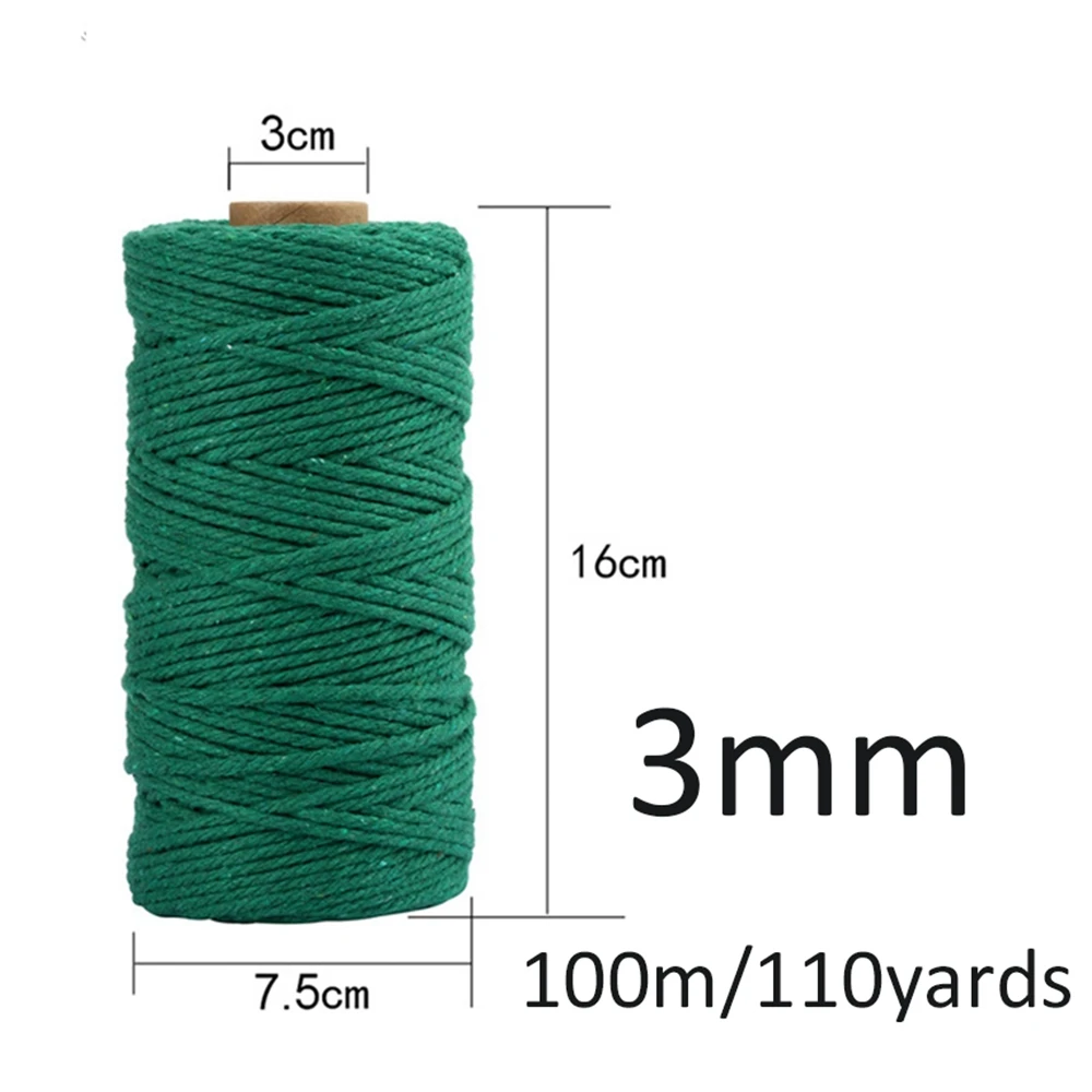 3 мм 100% хлопковый шнур цветной веревка бежевая витая для макраме сделай сам