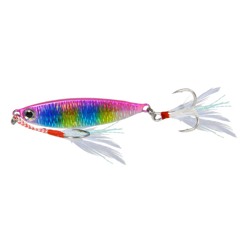 

1Pcs Sequins Fishing Lures 7G 10G 15G 20G 30G Spoon Lure Hard Baits with Feather Bass Sea Lures Spinner Wobbles Fishing Tackle