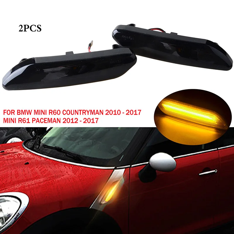 

Подходит для R60 R61 COUNTRYMAN, Mini PACEMAN, Mini 10-17 автомобиля Fender Боковой габаритный фонарь светильник указатель поворота сборки лампы 12V 18smd SmokeBlack