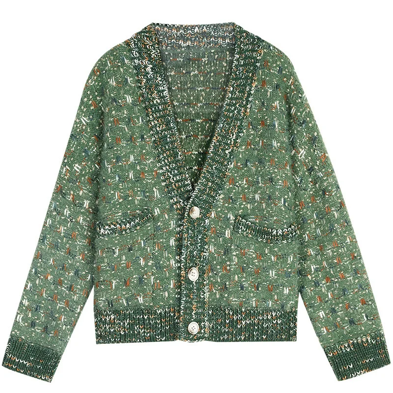 

2021 autumn and winter new small fragrance jacket loose outer wear jacket mink velvet bright silk sweater cardigan women