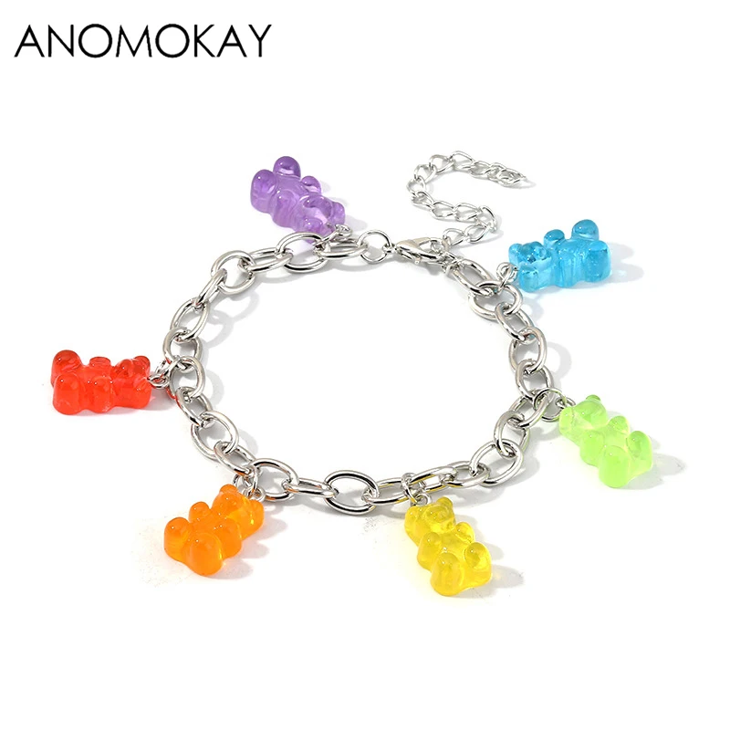 Новое поступление цветной кулон в виде мишки anomook браслет-цепочка карамельного