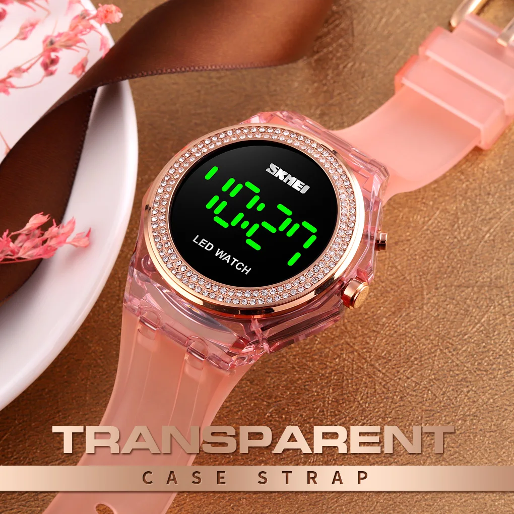 

SKMEI Casual Digital Watches Women Luxury Women Watch band Automatic for Gift PU Strap Waterproof Wristwatches
