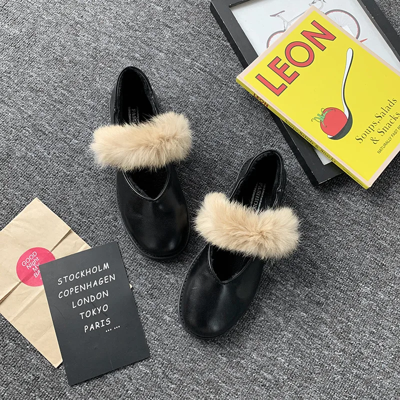

Plush Women Shoes Woman 2020 New Spring Casual Shoes Warm Plush Flat Shoes British Solid Leather Slip on Oxford Shoes for Women