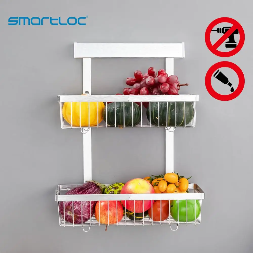 

smartloc 304 Stainless Steel Nail-free Kitchen Organizer Storage Shelf Multi-function Storage Vegetable basket Kitchen Holder