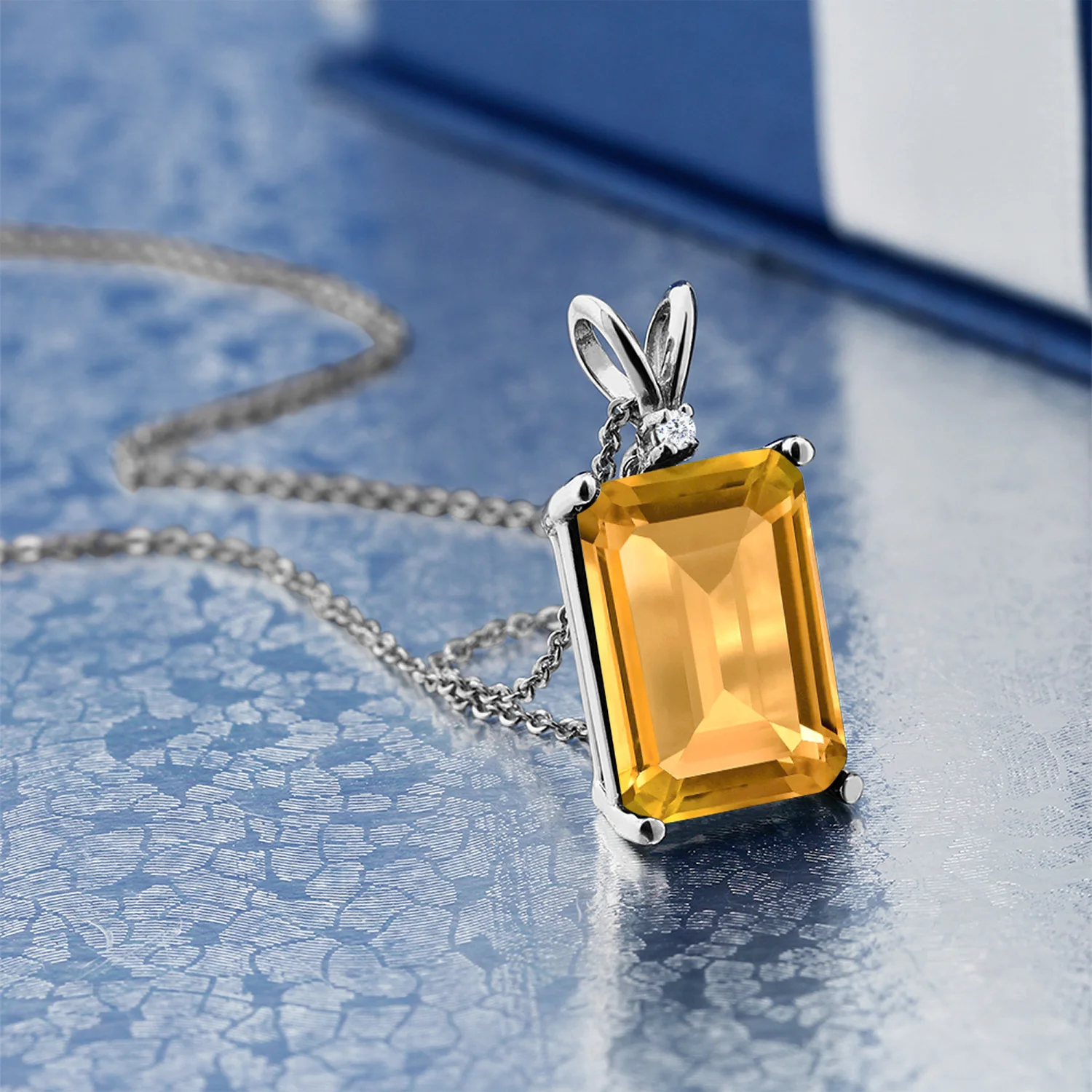 GemStoneKing 8 22 Ct Изумруд натуральный желтый цитрин белый бриллиант серебро 925 пробы