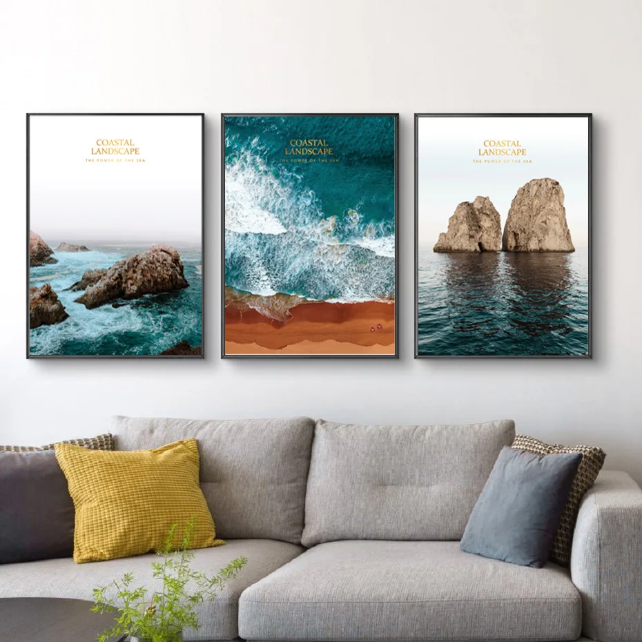 Настенная картина в скандинавском стиле с пейзажем мира озером поверхностью