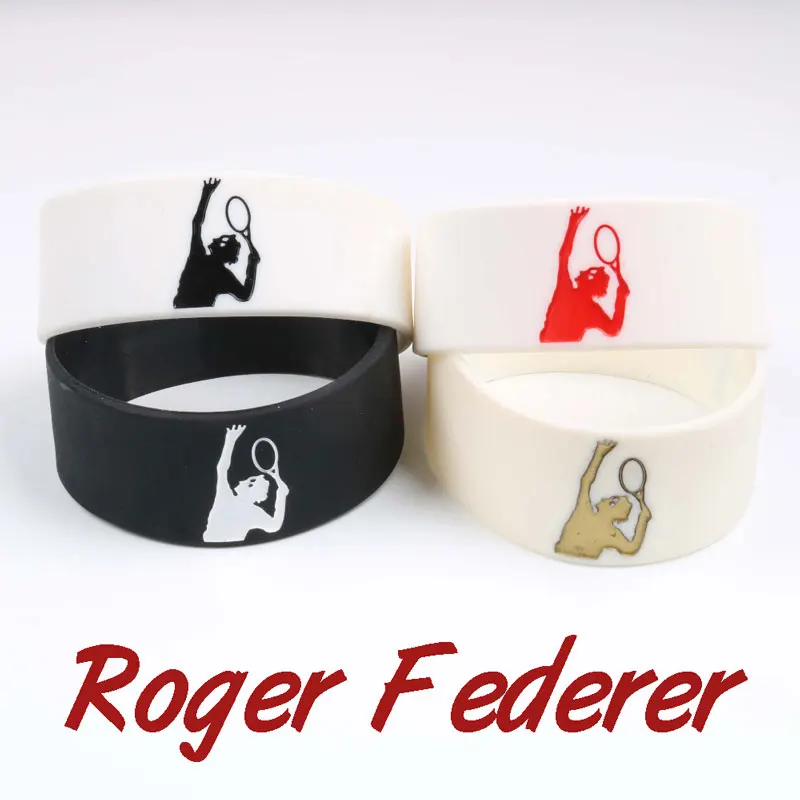 1 Piece Retail Tennis King Roger Federer Bracelets Sports Silicone Bileklik Wide Version Wristband Trendy Fashion Item Band | Украшения и