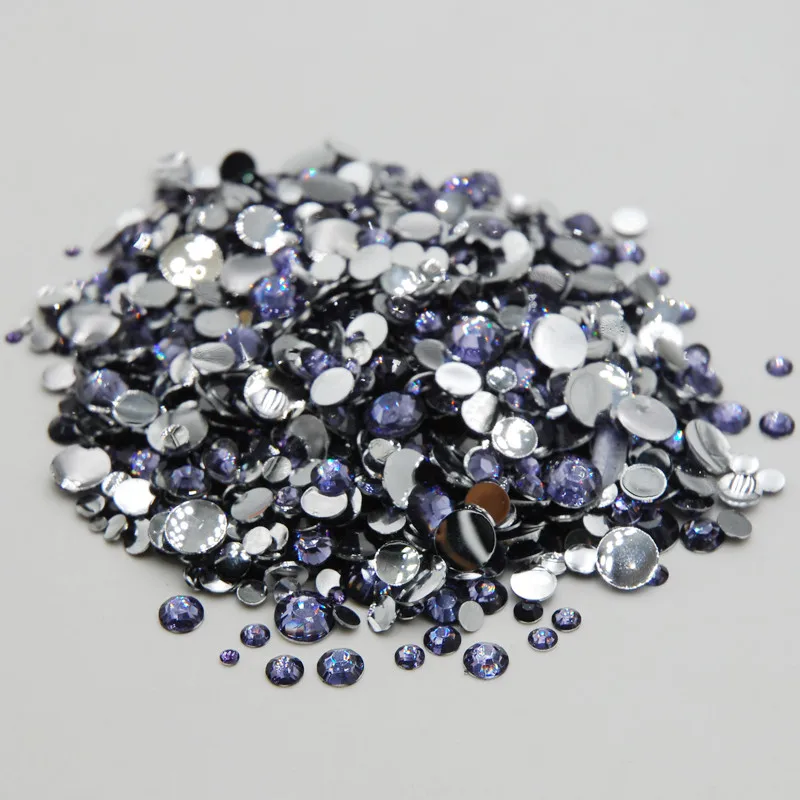 Высококачественный Блестящий Аметист смешанного размера клей без горячей