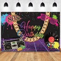 80s photo backdrop graffiti happy birthday party hip hop disco record music photography background decor banner
