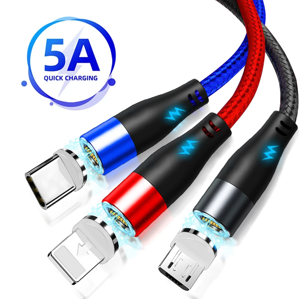 

5A Type C Magnetic Usb Cable Super Fast Charging Wire For iphone xiaomi huawei Micro USB C Magnet Mobile Phone Charger Data Cord